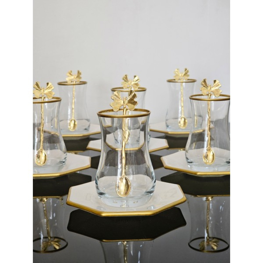 Barok Çay Set Atlas Krem 18 Parça - Beyaz - Krem Fincan / Bardak / Kahve Takımı Fiyatı