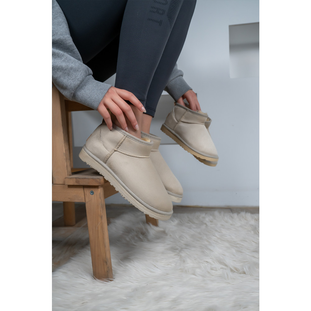 Bartrobel Kadın / Kız Bej Ultra Mini Ugg Model Süet Yarım Bot Içi Kürklü Tüylü Düz Taban Bot & Bootie 38 Beden Kadın Botları Fiyatı