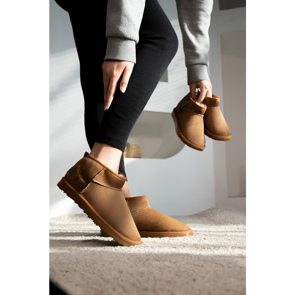 Bartrobel Kadın / Kız Taba Tarçın Ugg Model Ultra Mini Süet Bot Içi Kürklü Kışlık Taban Bot & Bootie 37 Beden Kadın Botları Fiyatı