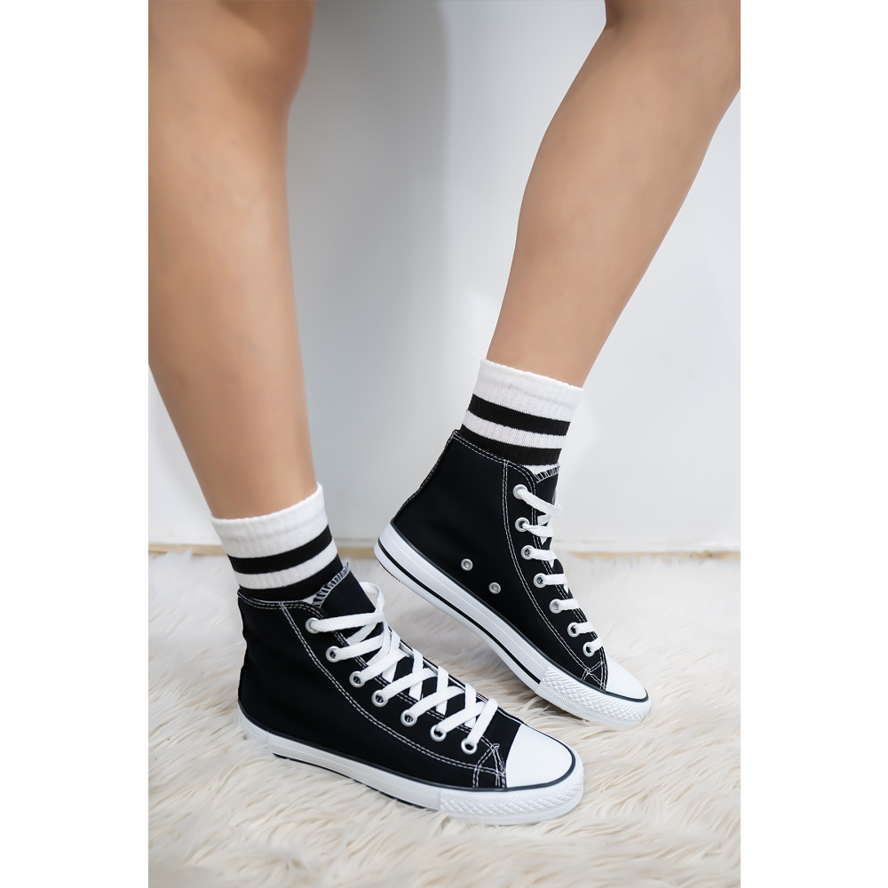 Bartrobel Unisex Siyah Beyaz Convers Uzun Bilekli Model Sneaker Spor Ayakkabı 42 Beden Spor Ayakkabı Fiyatı