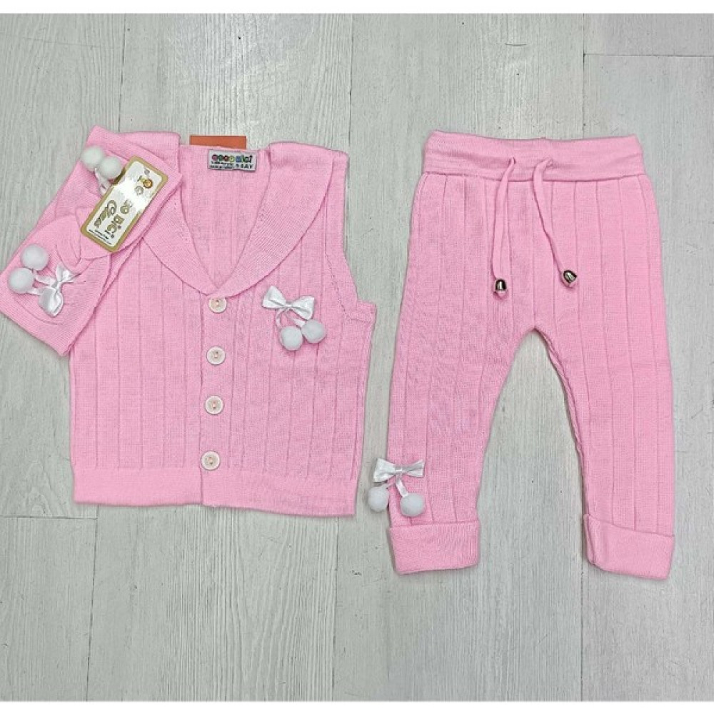 Başak Çocuk Giyim 6405 3 Lü Kız Takım 3/24 Ay - Pembe - 6 Ay Bebek Giysi Takım Fiyatı
