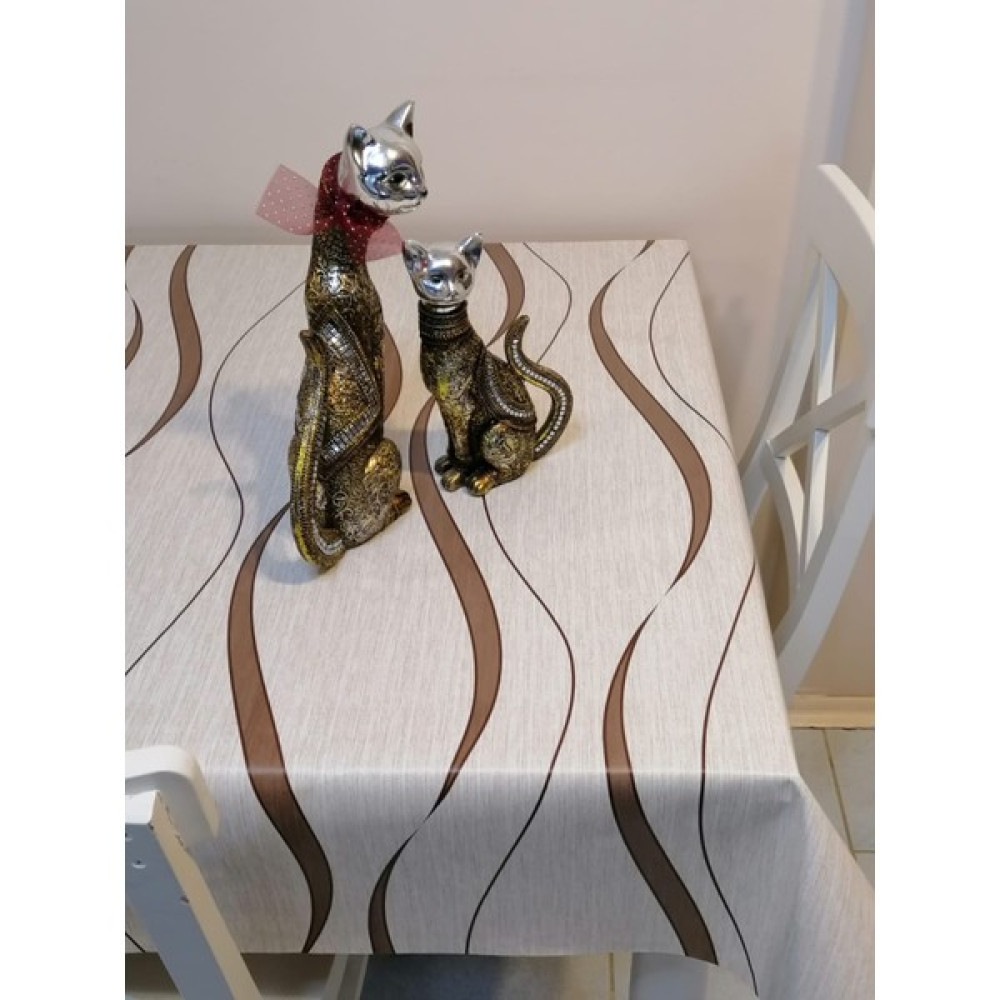 Başak Ev Tekstili Elyaflı Pvc Muşamba - Desenli Silinebilir Masa Örtüsü - 140 x 140 cm - Kahve Masa Örtüsü Fiyatı