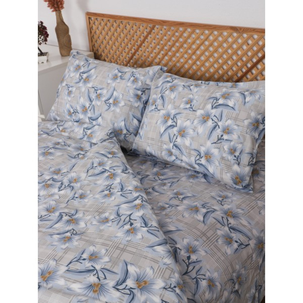 Başal Tekstil Başal Tekstil flover Çift Kişilik Çarşaflı Lastikli Nevresim Takımı , Yatak Odası ve Baza Yatak Için Nevresim - 200 x 220 cm - Açık Gri Nevresim Takımı Fiyatı