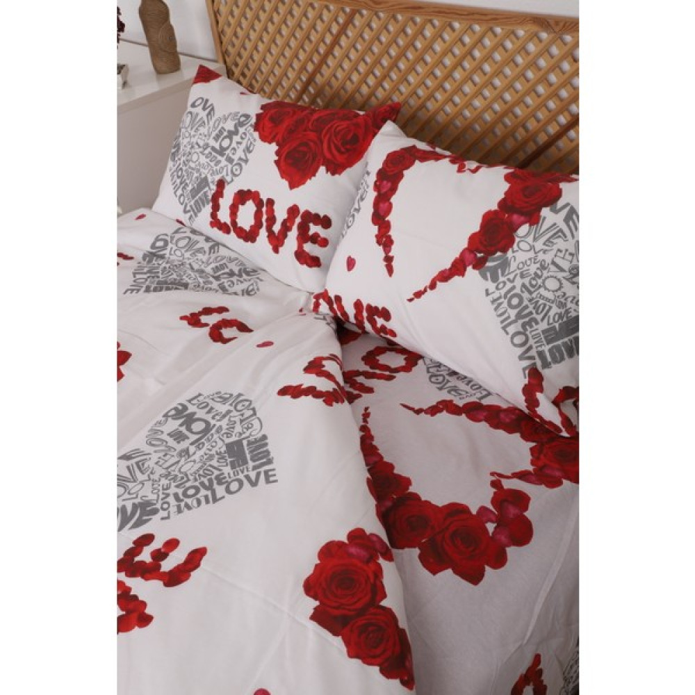 Başal Tekstil Başal Tekstil love Çift Kişilik Çarşaflı Lastikli Nevresim Takımı , Yatak Odası ve Baza Yatak Için Nevresim - 200 x 220 cm - Beyaz Nevresim Takımı Fiyatı