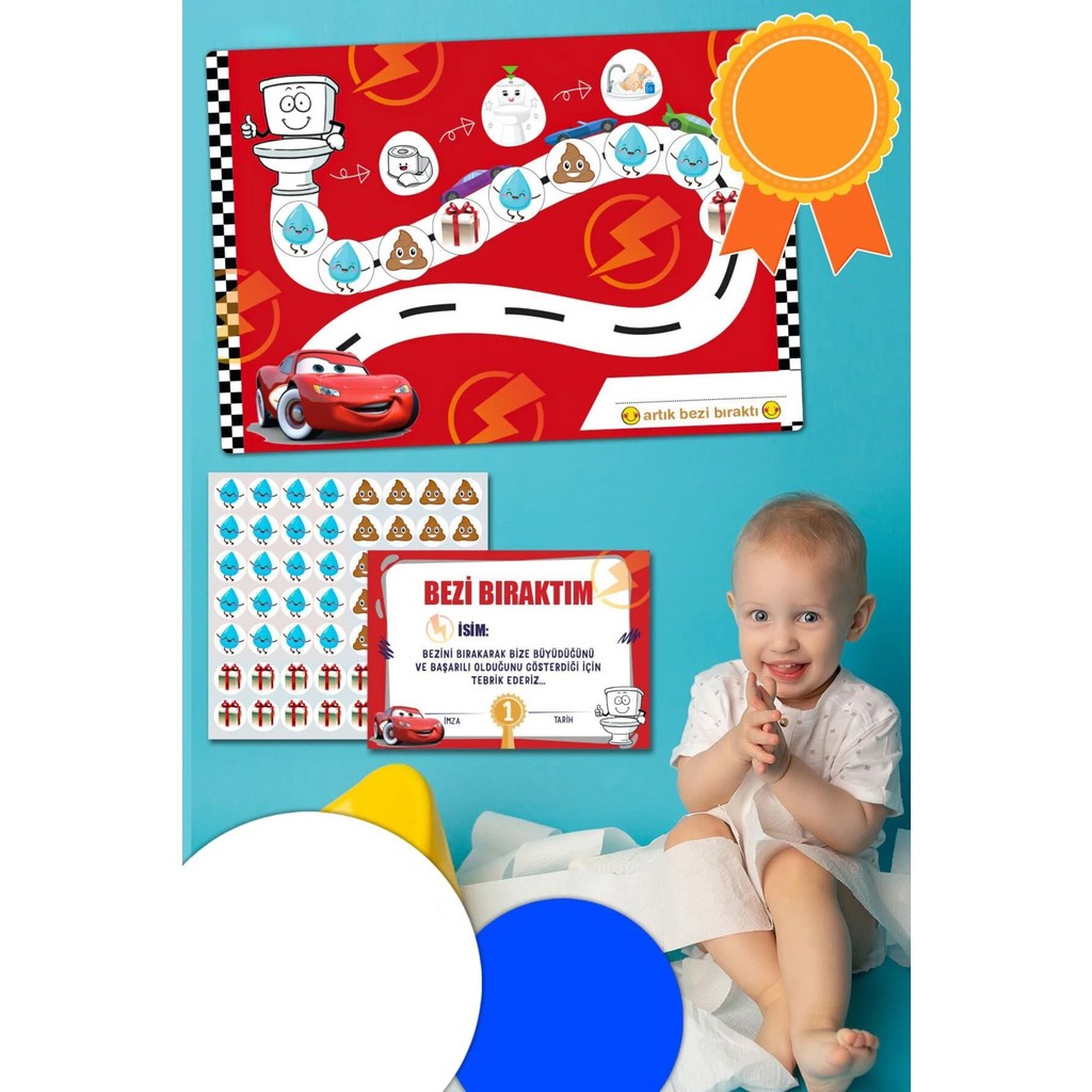 Başarı Belgeli Eğlenceli ve Eğitici Tuvalet Eğitimi Sticker Panosu 30X42CM - Kırmızı Eğitici Oyuncak Fiyatı