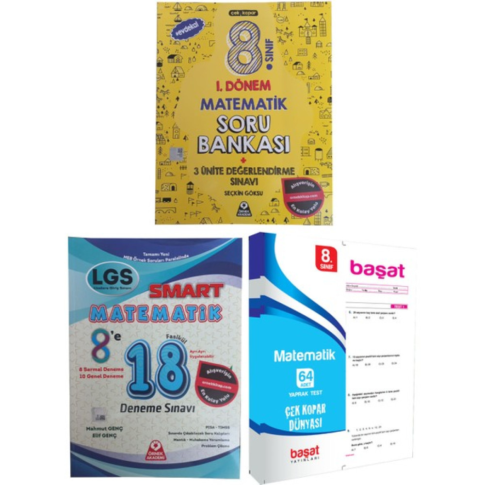Başat Yayınları Örnek Akademi 8. Sınıf Lgs 1.dönem Matematik Soru + Yaprak Test + 18 Deneme Ders Sınav Kitapları Fiyatı