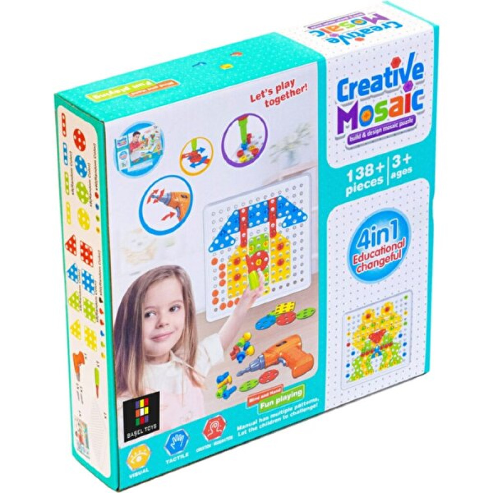 Başel Toys Creative Mosaic Eğitici Matkaplı 3D Mozaik Puzzle 11B Build Design Tamir Seti 138 Parça Eğitici Oyuncak Fiyatı