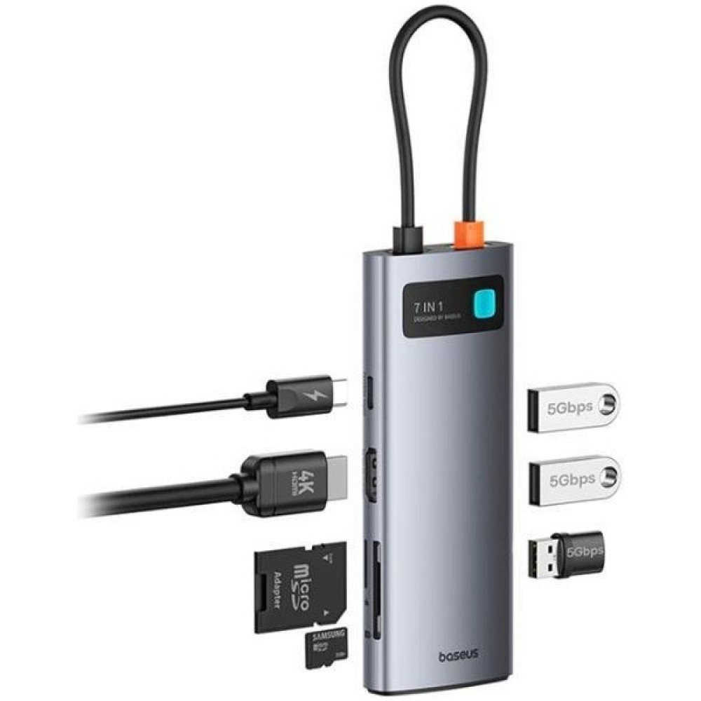 Baseus 100W 7in1 Çevirici Çoğaltıcı Adaptör, 3x Usb, 1x Type C, 1x 60Hz Hdmı, 1x Tf-Sd Girişli Hub Bilgisayar Çevirici ve Adaptörü Fiyatı
