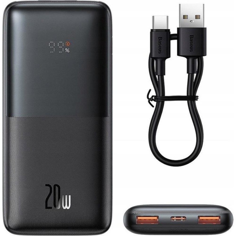 Baseus 20W 10000MAH Dijital Göstergeli Ultra Hızlı Powerbank, Ultra Ince Pd Şarj Destekli Powerbank - Siyah Taşınabilir Şarj Cihazı - Powerbank Fiyatı