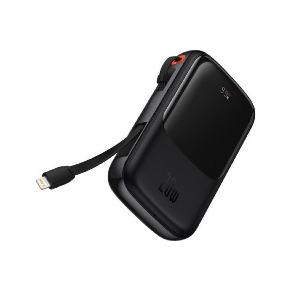 Baseus 20W 10000MAH iPhone Lightning Kablolu Powerbank, Dijital Göstergeli, Akım Korumalı Hızlı Şarj - Siyah Taşınabilir Şarj Cihazı - Powerbank Fiyatı
