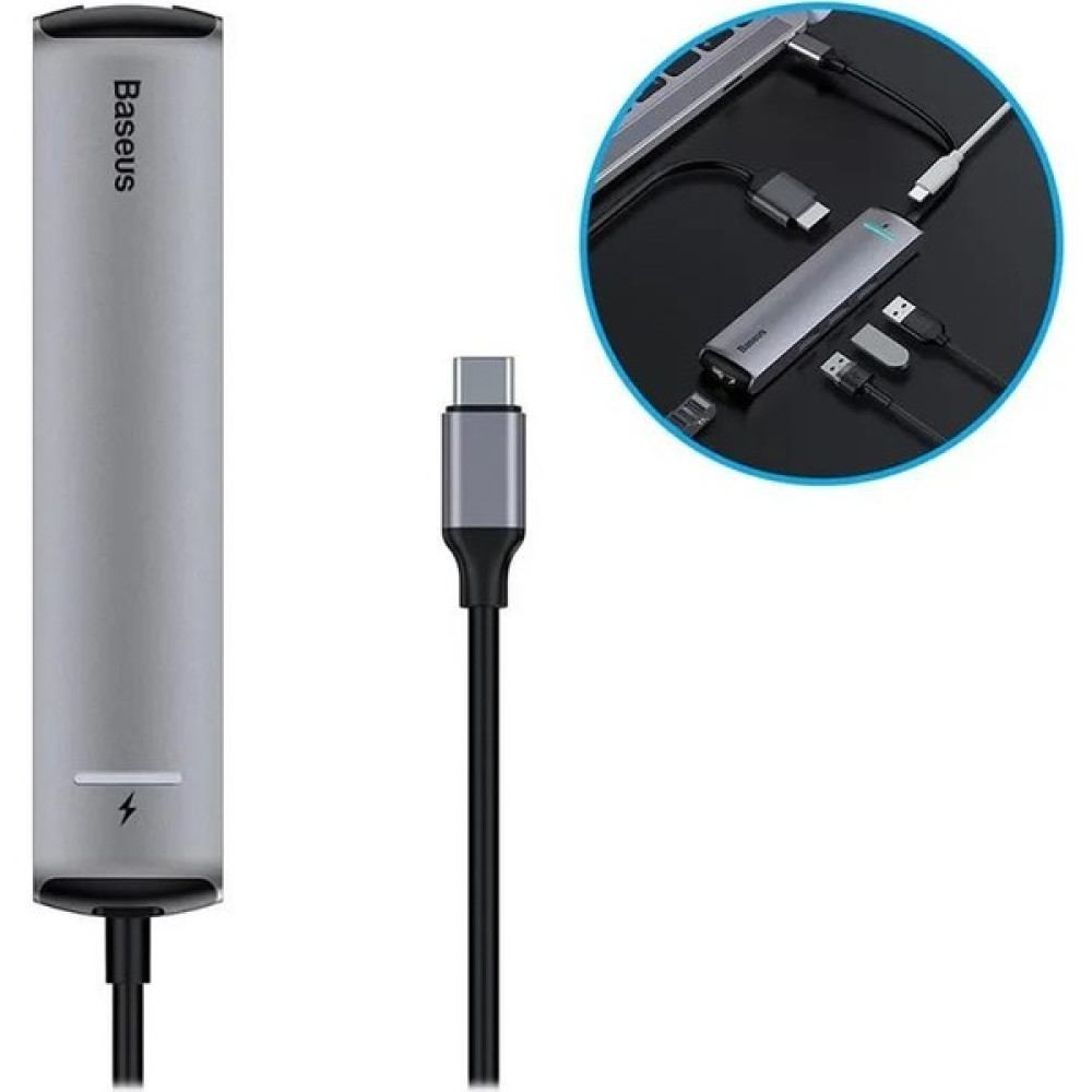 Baseus 87W 6in1 Type C Çoğaltıcı Adaptör Hub, 3x Usb, 1x RJ45, 1x 4K Hdmi,1x Pd Type C Şarj Adaptörü Bilgisayar Çevirici ve Adaptörü Fiyatı