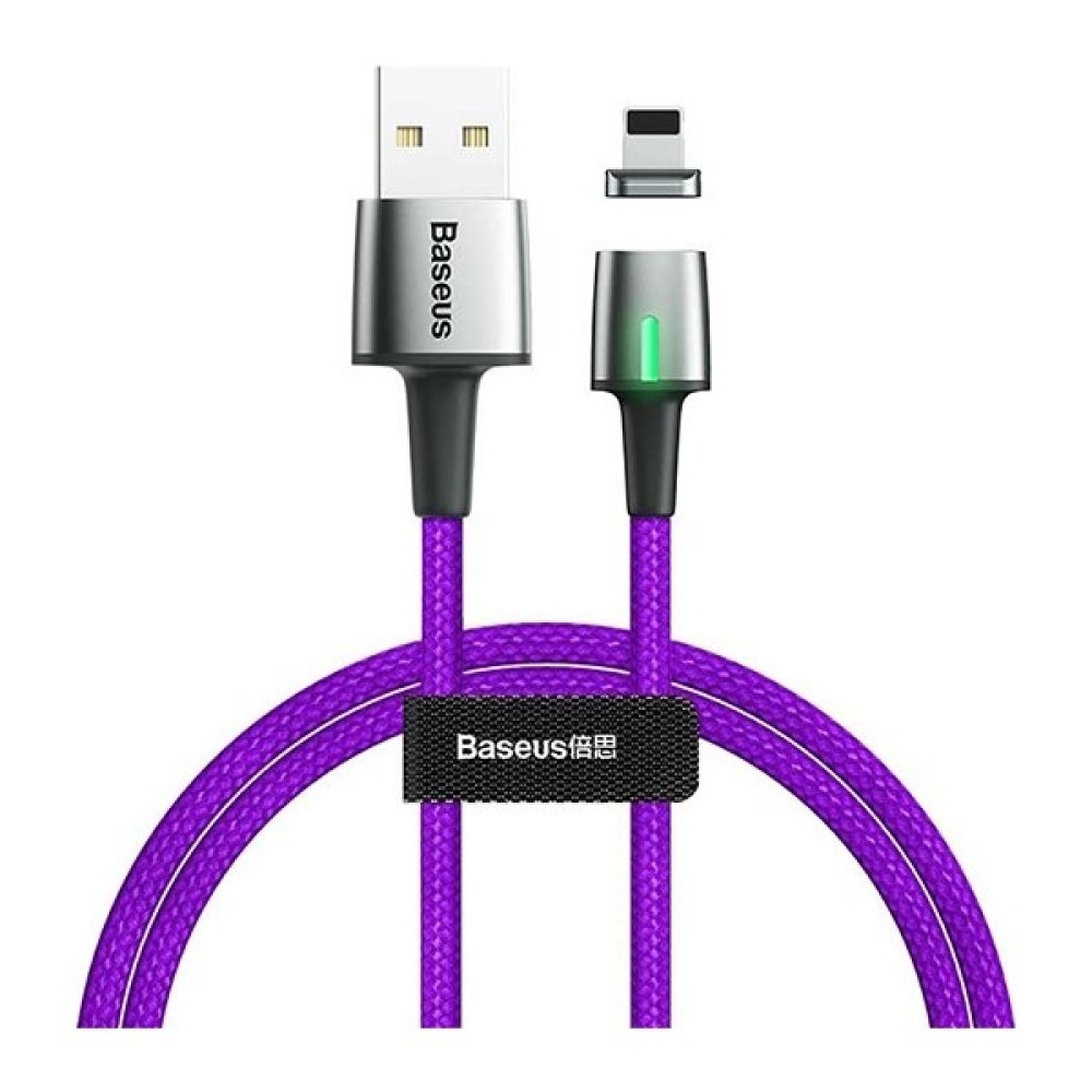 Baseus CALXC-A05 Zinc Magnetic USB Kablo Şarj iPhone Uyumlu Lightning Başlık 2.4A 1 m - Mor Cep Telefonu Kablosu Fiyatı