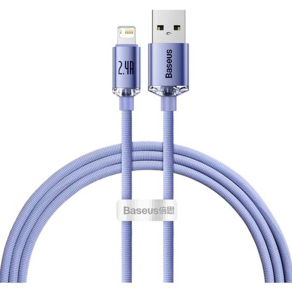 Baseus Crystal Shine 2.4A 120 cm Lightning Şarj Kablosu Mor Cep Telefonu Kablosu Fiyatı