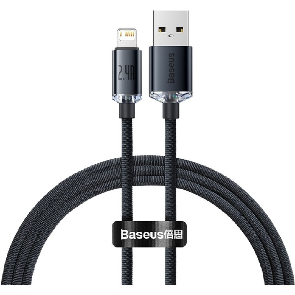 Baseus Crystal Shine 2.4A 120 cm Lightning Şarj Kablosu Siyah Cep Telefonu Kablosu Fiyatı