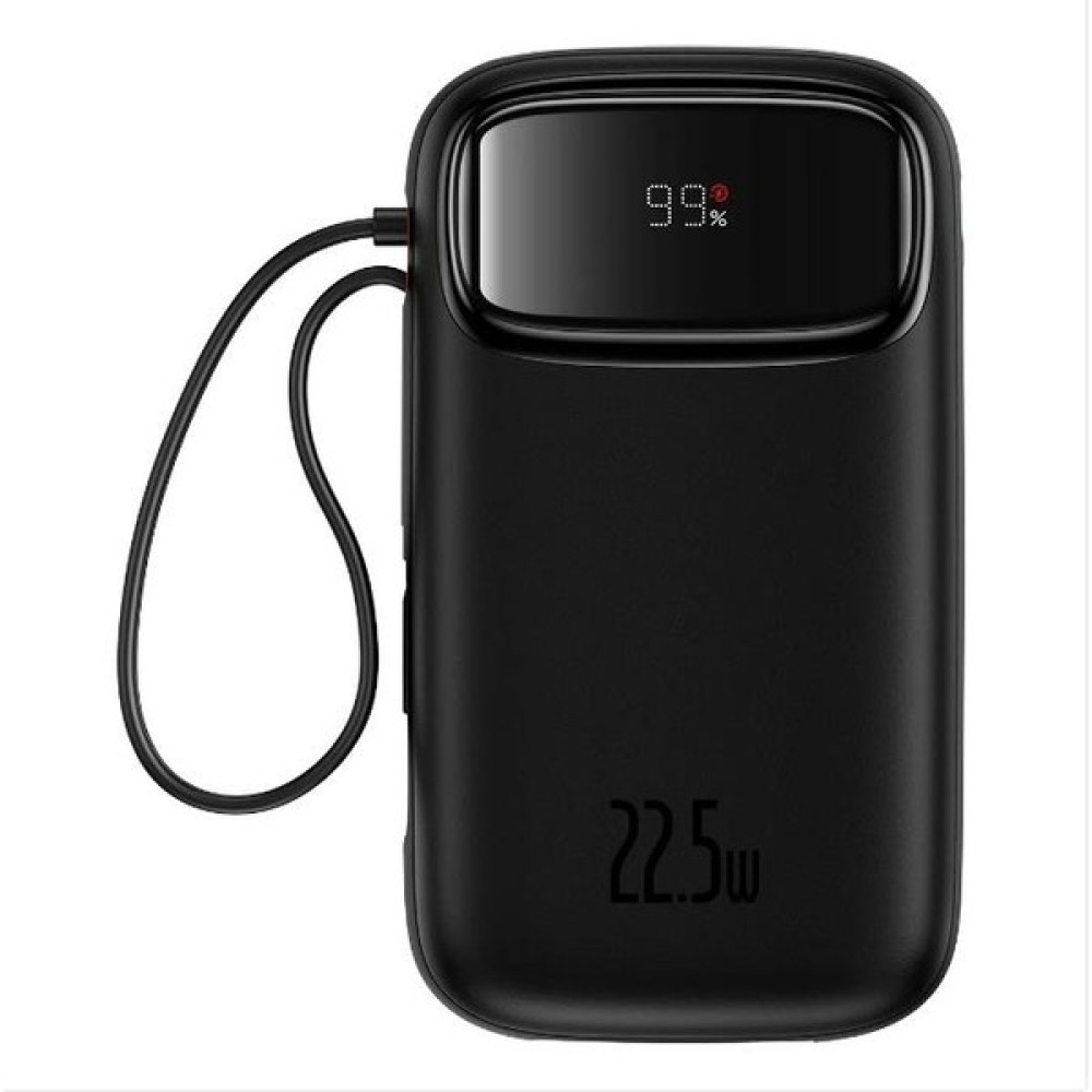 Baseus Dijital Ekranlı Tüm Telefonlara Uyumlu Iphone ve Type-C Kablolu 22.5W 10.000 Mah Powerbank - Siyah Taşınabilir Şarj Cihazı - Powerbank Fiyatı