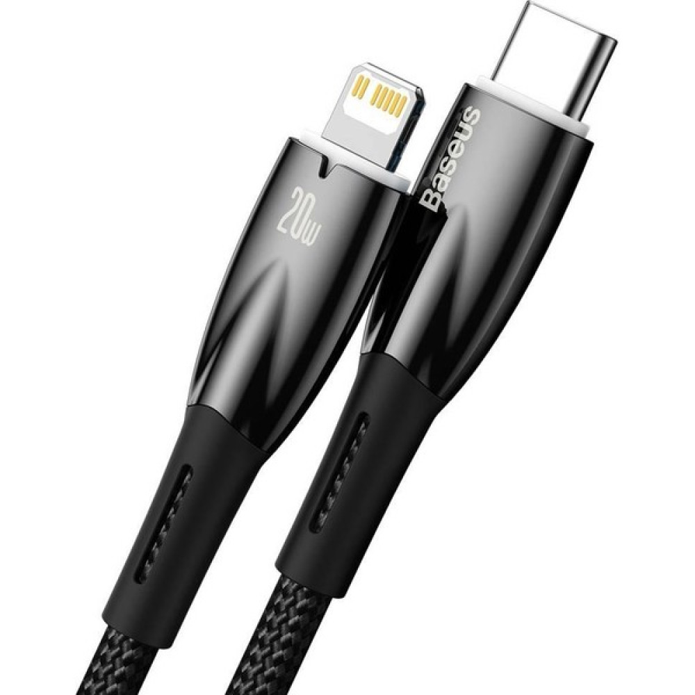 Baseus LED Işıklı Super Şarj 20W 1mt Iphone Şarj Kablosu Ipad Iphone 11 Pro 12 12 Pro Max Şarj Kablo - Siyah Cep Telefonu Kablosu Fiyatı