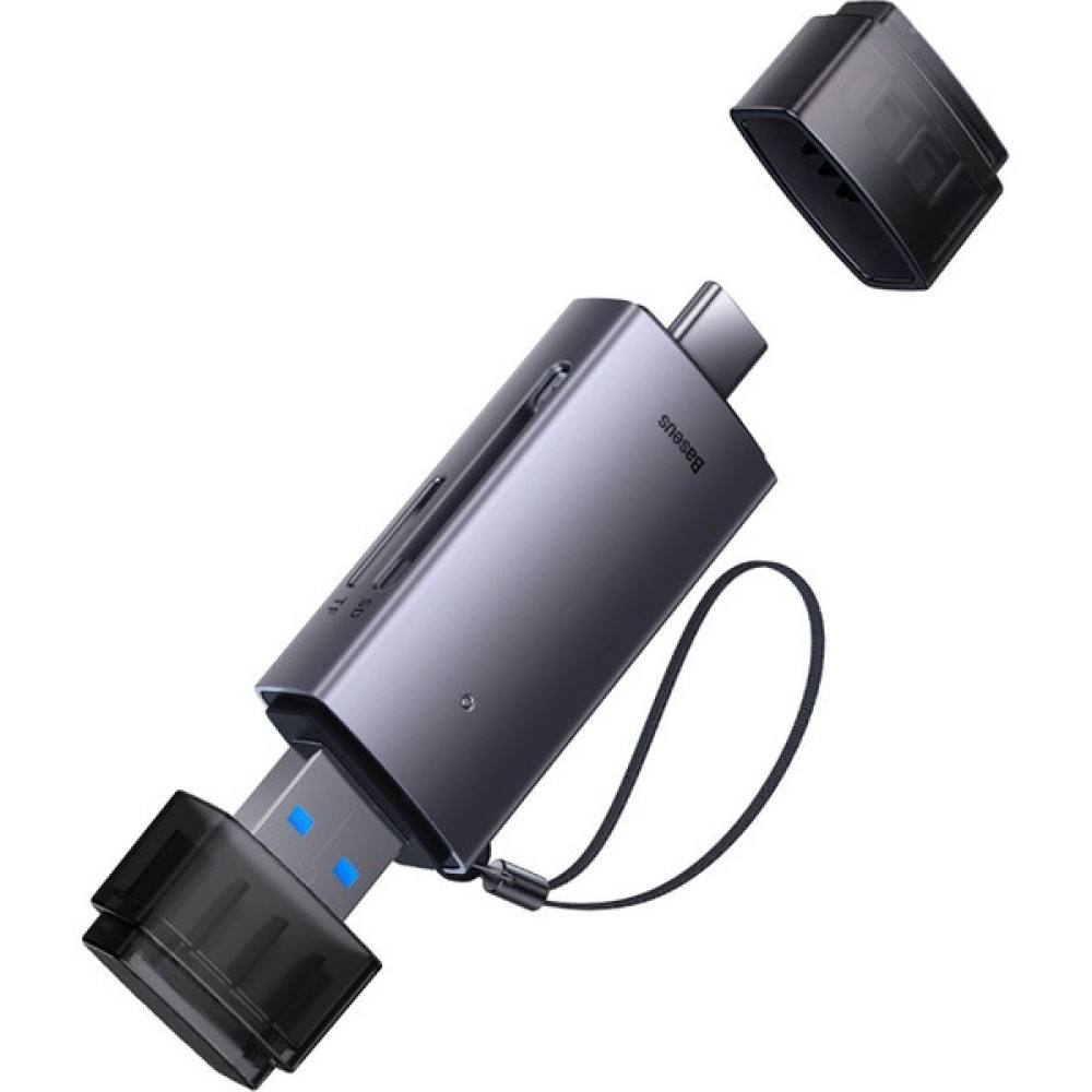 Baseus Lite Series USB + Type-C To Sd-Microsd Hafıza Kart Okuyucu Dönüştürücü Adaptör WKQX060113 - Gri Bilgisayar Çevirici ve Adaptörü Fiyatı