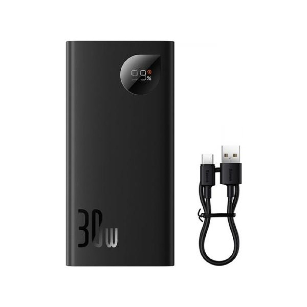 Baseus Premium 30W 10000MAH Dijital Göstergeli Taşınabilir Powerbank, Super Vooc Hızlı Powerbank - Beyaz Taşınabilir Şarj Cihazı - Powerbank Fiyatı