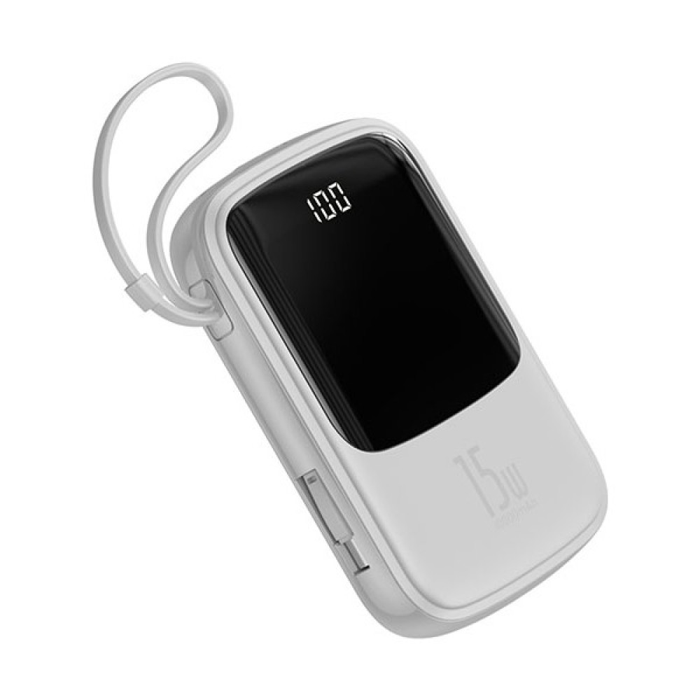 Baseus Q pow 3A Dijital Gösterge 10.000 mAhmAh Power Bank + Lightning Şarj Başlık PPQD-B02 Beyaz Taşınabilir Şarj Cihazı - Powerbank Fiyatı