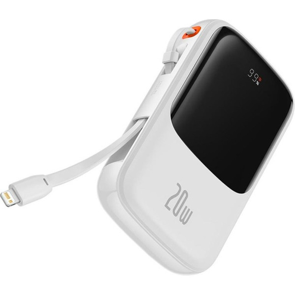 Baseus Qpow Pro Dijital Göstergeli 10000MAH 20W Hızlı Şarj Powerbank Apple iPhone Lightning Kablolu - Krem Taşınabilir Şarj Cihazı - Powerbank Fiyatı