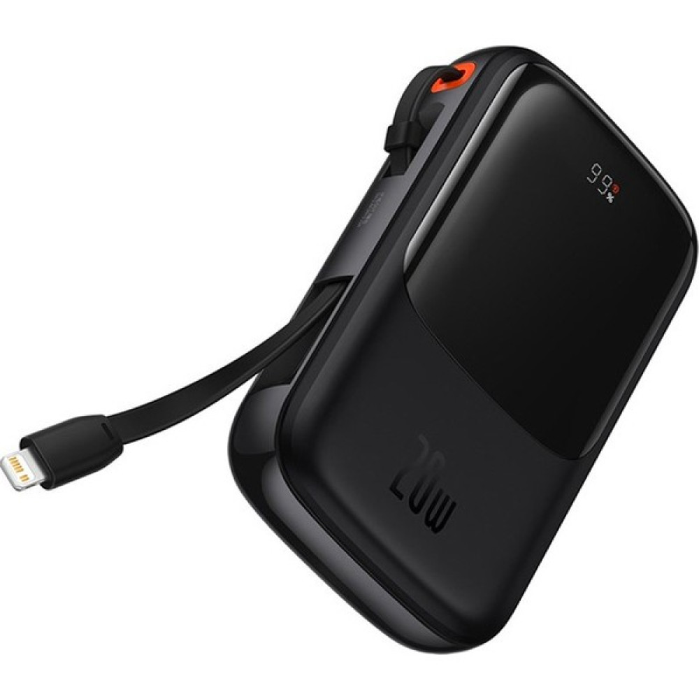 Baseus Qpow Pro Dijital Göstergeli 10000MAH 20W Hızlı Şarj Powerbank iPhone Lightning Kablolu PPQD020001 - Siyah Taşınabilir Şarj Cihazı - Powerbank Fiyatı