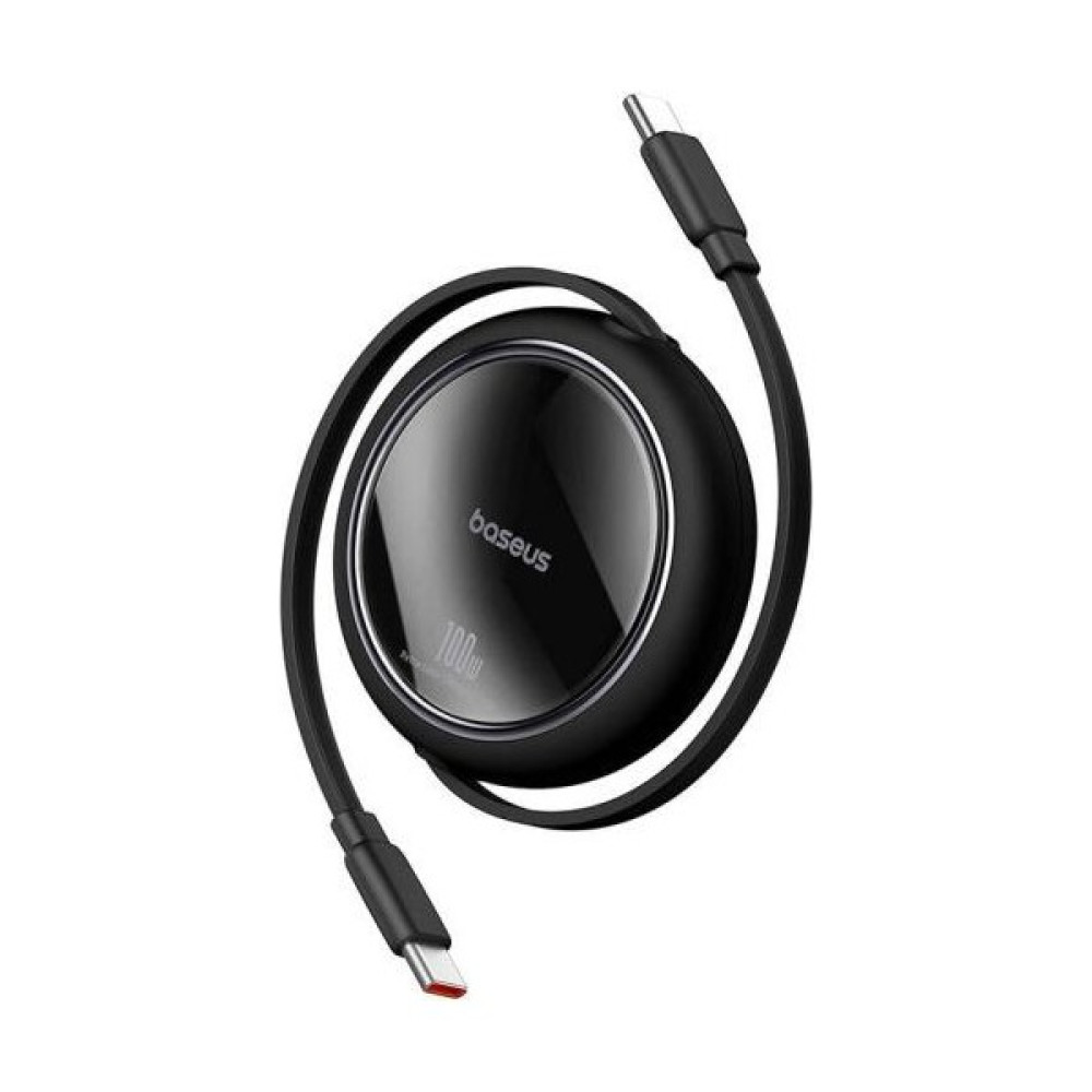Baseus Super Şarj Makaralı 1mt 100W Type-C Şarj Kablo Laptop Macbook Şarj iPhone 15 15 Pro Max Şarj - Siyah Cep Telefonu Kablosu Fiyatı
