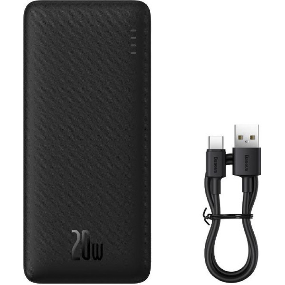 Baseus Ultra Ince 20W 10000MAH Süper Hızlı Taşınabilir Powerbank, Type C Kablolu Çip Korumalı Hafif Powerbank - Siyah Taşınabilir Şarj Cihazı - Powerbank Fiyatı