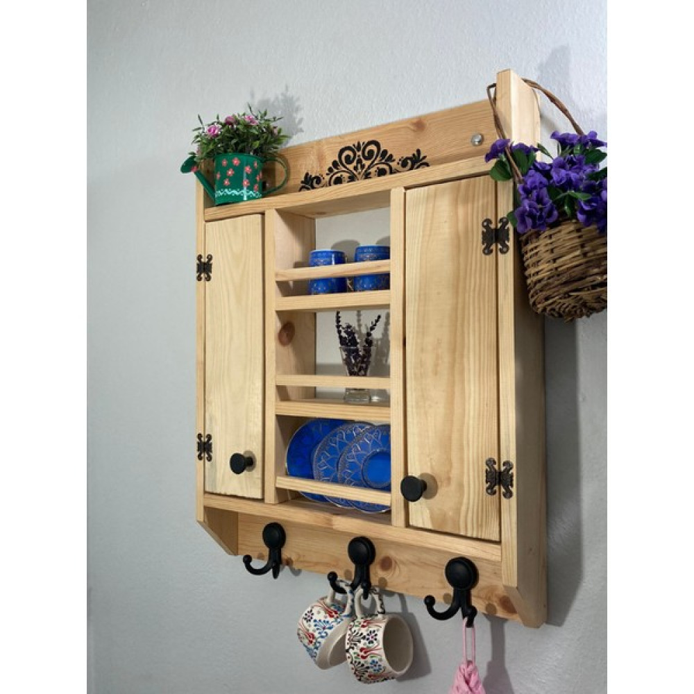 Bashtan Decor Doğal Ahşap Terek Dekoratif Mutfak Tereği, Baharatlık, Mutfak Rafı - Kahverengi Duvar Rafı Fiyatı