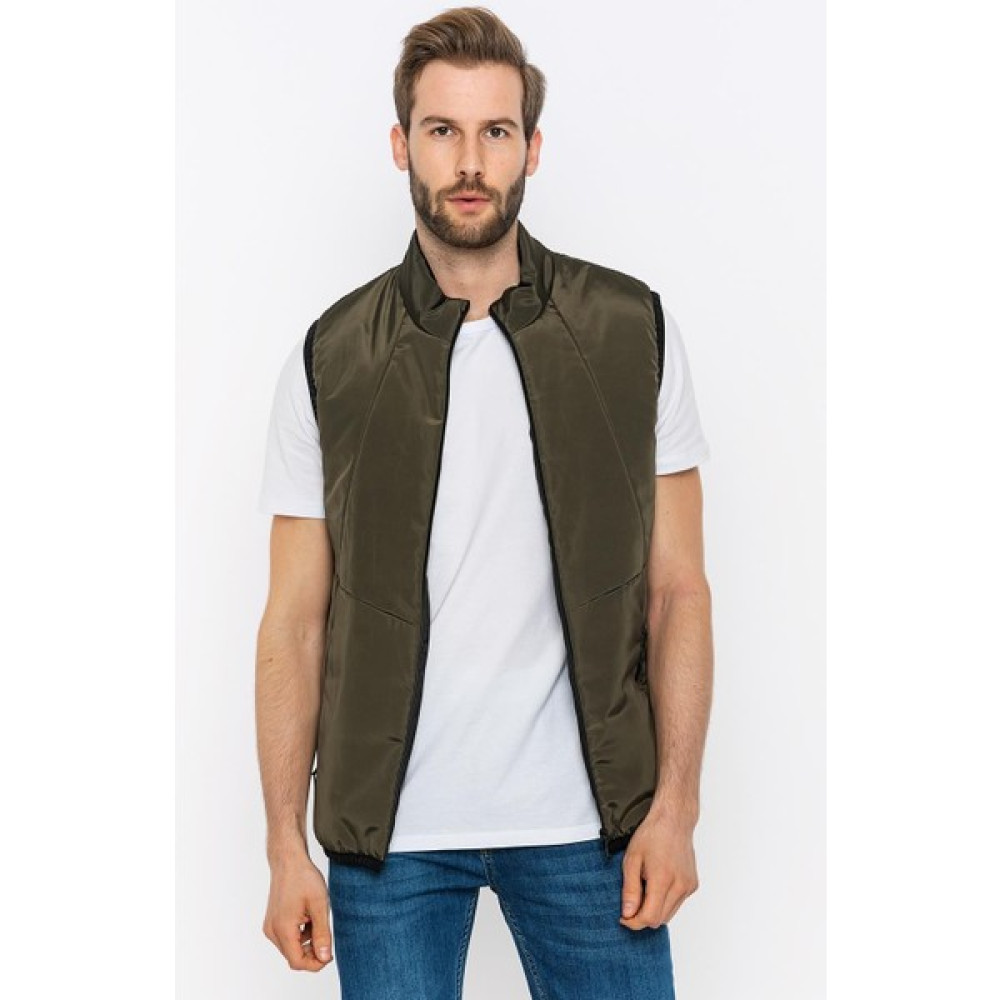 Basics&more Erkek Şişme Yelek Haki-Xl Erkek Yelek Fiyatı
