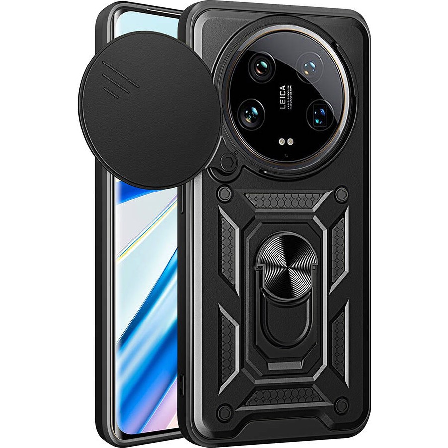 Başkenttekno Xiaomi Mi 14 Ultra Kılıf Magnetik Standlı Kamera Korumalı Sürgülü Vega Kapak - Siyah Cep Telefonu Kılıfı Fiyatı