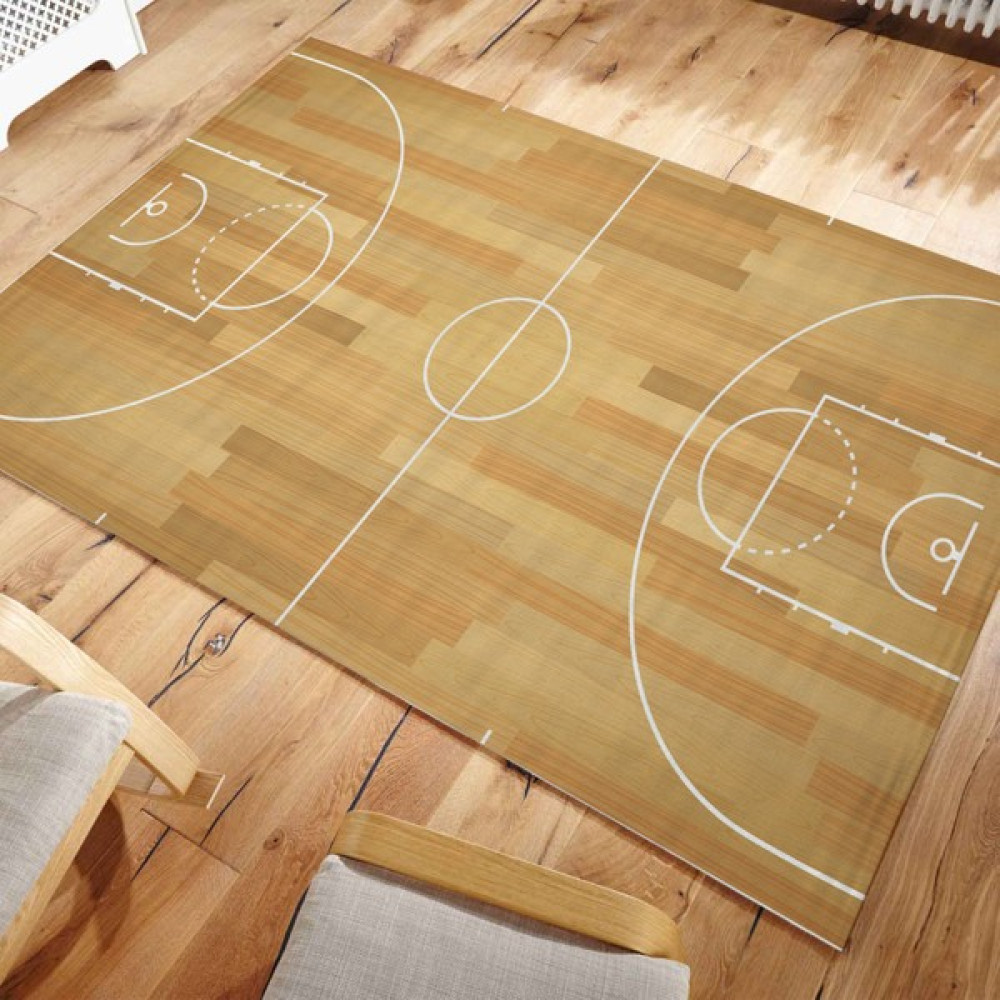 Basketbol Sahası Genç Odası Çocuk Odası Oyun Halısı Dijital Baskı Yumuşak Yüzey Basketbol Oyunu Halı - 60 x 90 cm - Acı Kahve Bebek Odası Halı Fiyatı