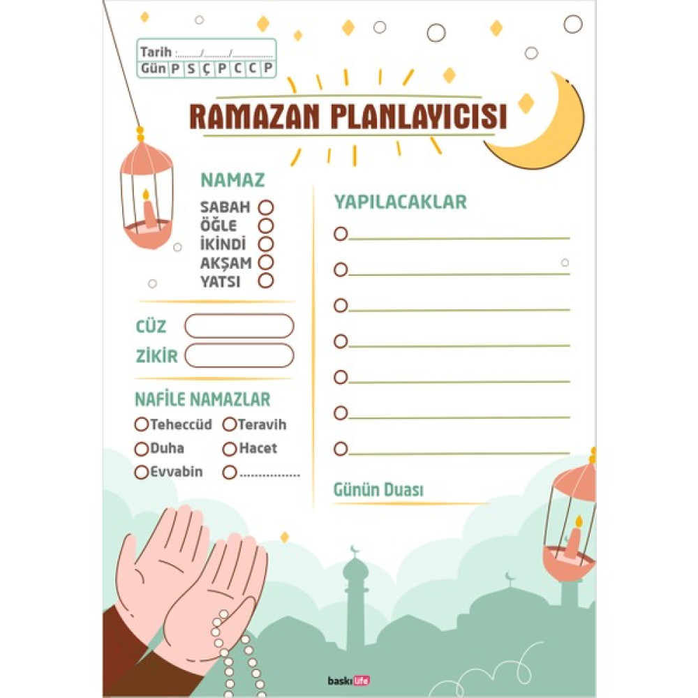 Baskı Life Ramazan Ayı Planlayıcısı 14 x 20 cm - 35 Adet Not Defteri & Bloknot Fiyatı