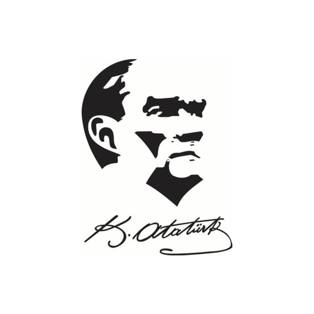 Baskı Madeni Atatürk Silueti ve Imzası Oto Sticker Beyaz (32 x 27 Cm) Oto Boyaları Fiyatı