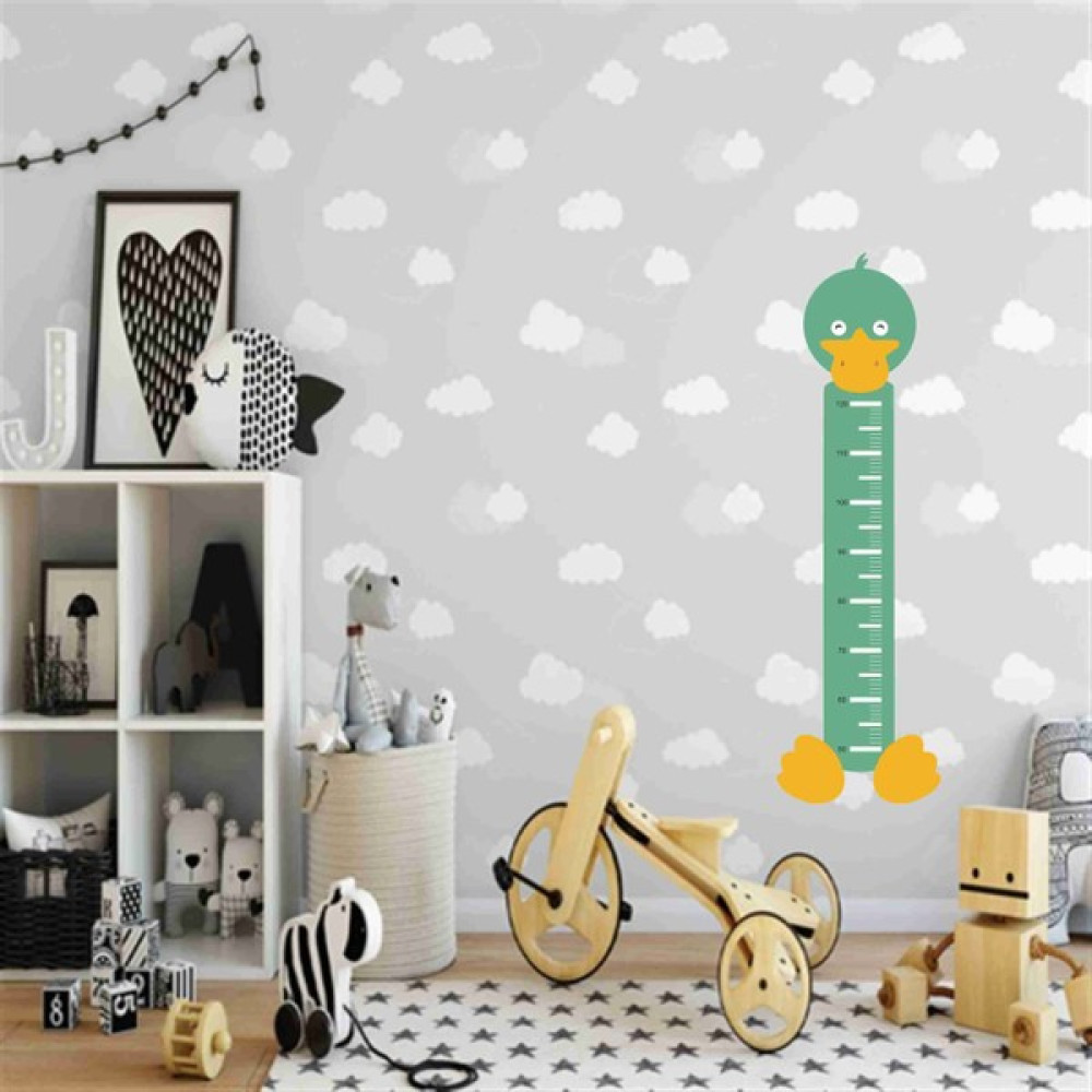 Baskı Madeni Sevimli Çocuk Odası Boy Ölçer Sticker (100CMX30CM) - Yeşil - ördek Oto Boyaları Fiyatı