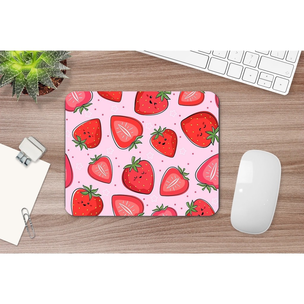 Baskı Tech Çilek Mouse Pad, Diktörgen Mousepad, Mause Pad, Ofis Mausepad, Kaymaz Taban Mouse Pad Fiyatı