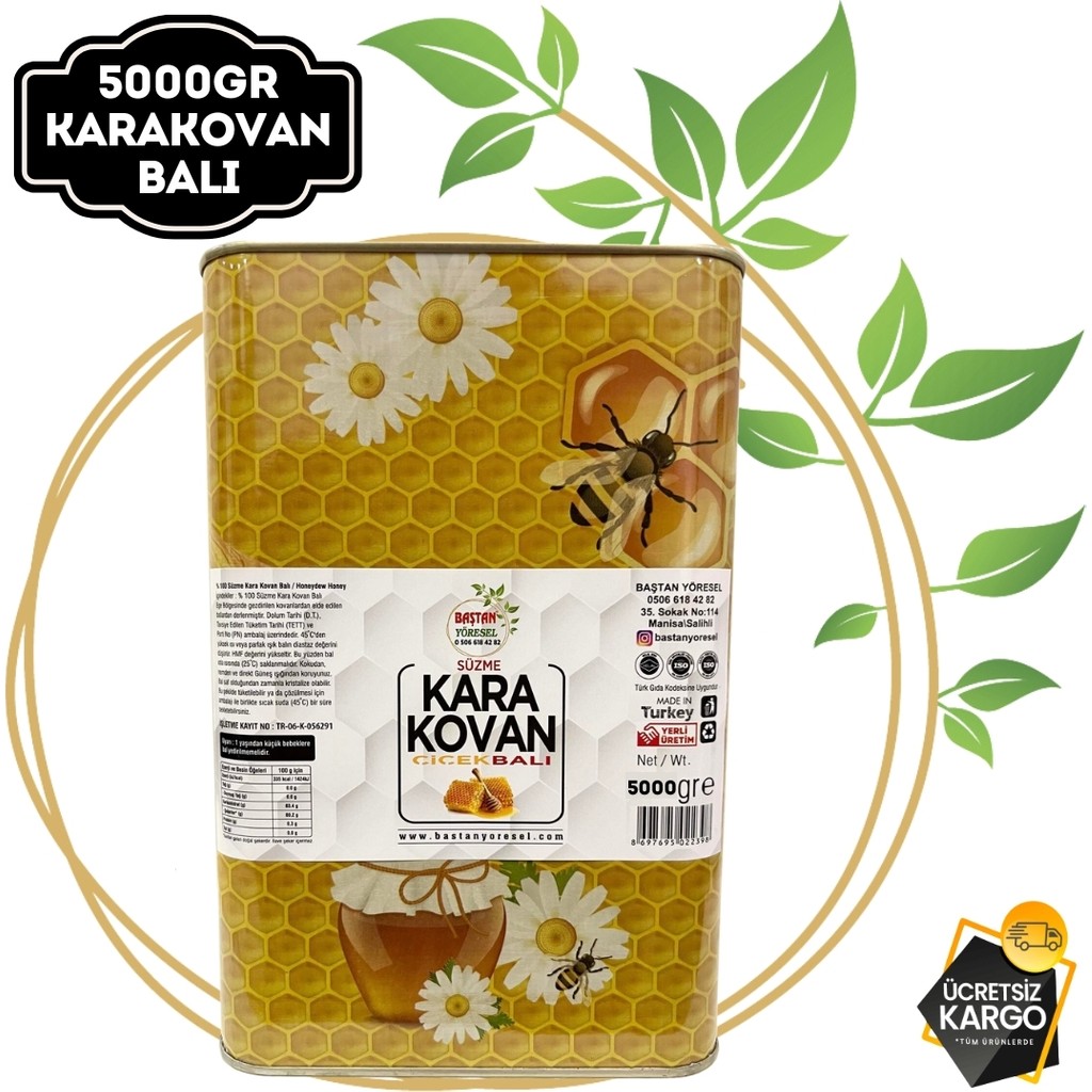 Baştan Yöresel 5kg Teneke Karakovan Süzme Balı (Gezdirilen Kovan) - 5 kg Bal ve Reçel Fiyatı