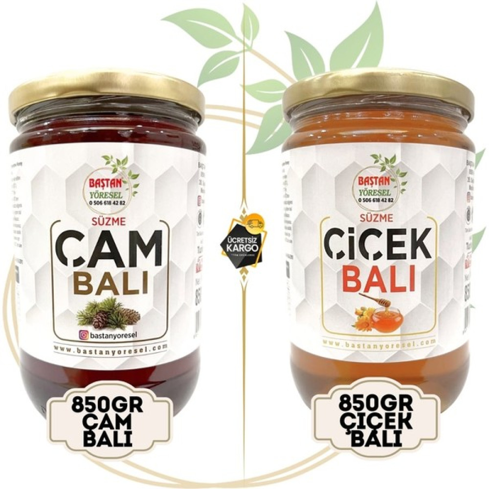 Baştan Yöresel 850GR Çiçek Balı ve 850GR Çam Balı - 2 kg Bal ve Reçel Fiyatı