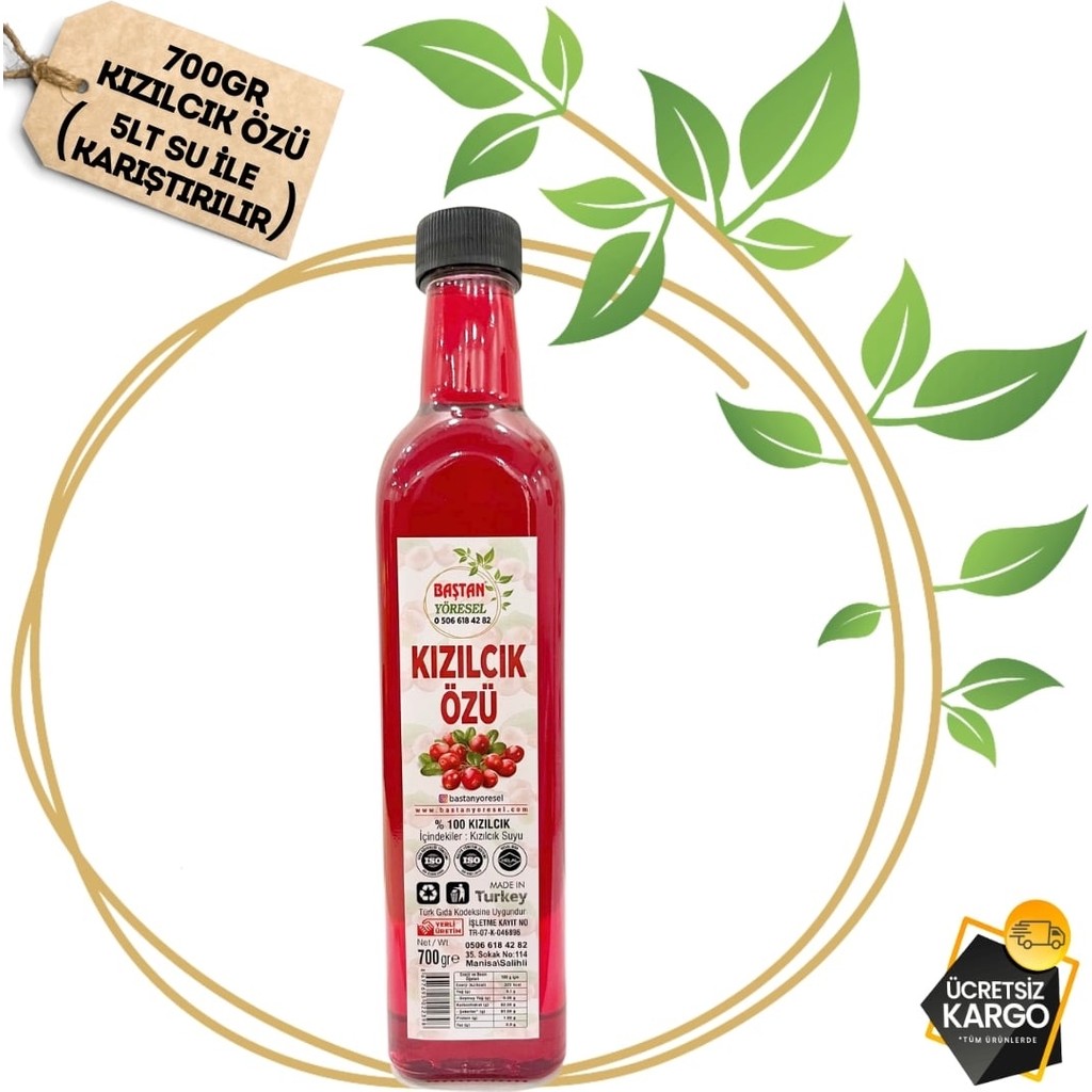 Baştan Yöresel Doğal Kızılcık Özü (700gram) - 1 kg Diğer Fiyatı