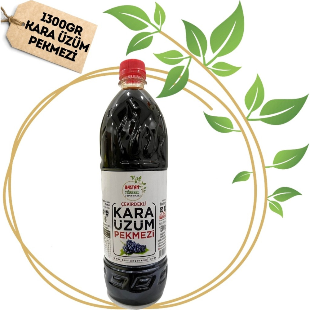 Baştan Yöresel Sarigöl Karaüzüm Pekmezi (1300gram) - 1 Adet Tahin Pekmez ve Helva Fiyatı