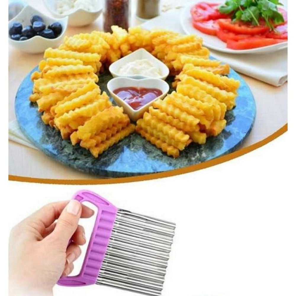 Bastonlu Harika Avm Cips Patates Doğrayıcı Şekilli Sebze ve Meyve Dilimleyici Chips Choppe - Lila Mutfak Gereçleri Fiyatı