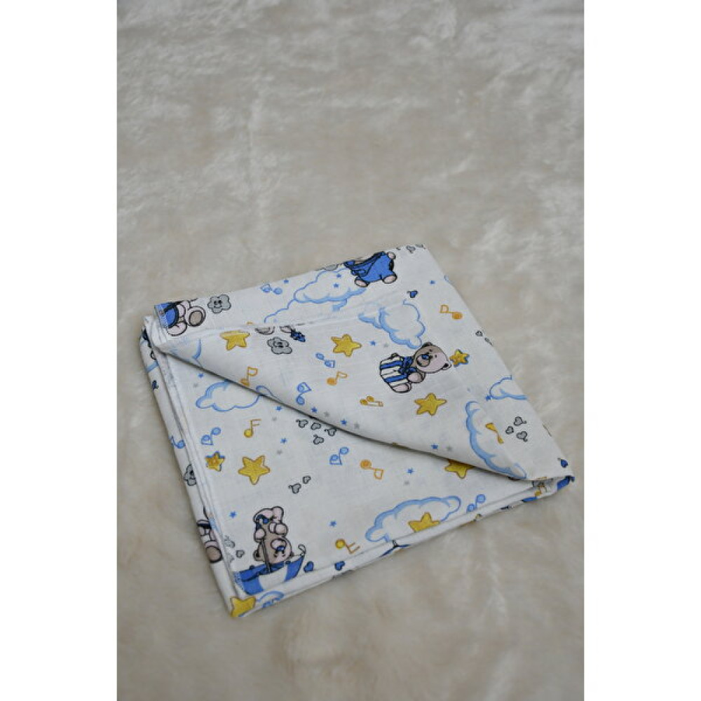 Başusta Dikimevi Müslin 90X90 Çok Amaçlı Müslin Örtü Kundaklama, Alt Açma cm Bebek Yeni Doğan Müslin - Mavi Hamilelik ve Emzirme Fiyatı