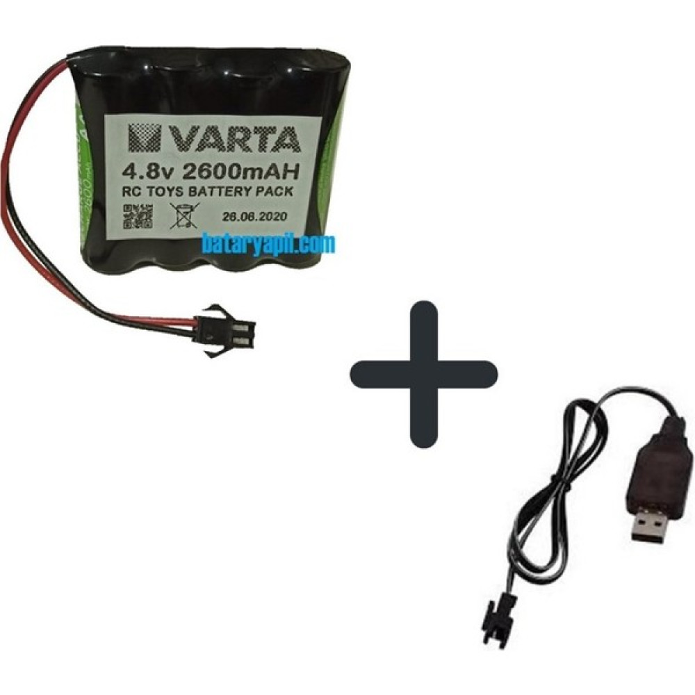 Bataryapil 4.8V 2600MAH Varta Pilli Oyuncak Araba Pili Siyah Soket + USB Şarj Cihazı - Tekli Şarj Cihazları & Kitler Fiyatı