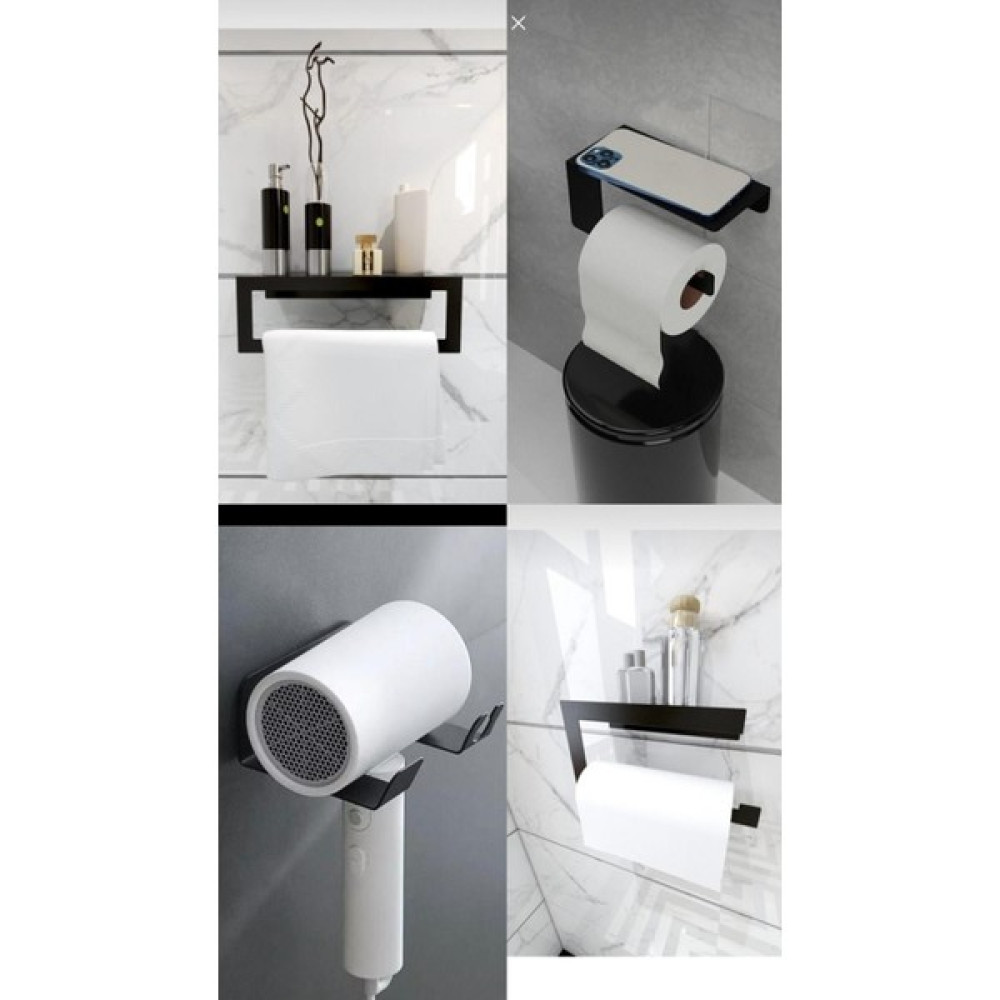 Bath Black Concept 4' Lü Set Tuvalet Kağıtlığı ve Havlu Askısı Fön Makinesi Tutacağı Rulo Peçetelik Tuvalet Kağıtlığı Fiyatı