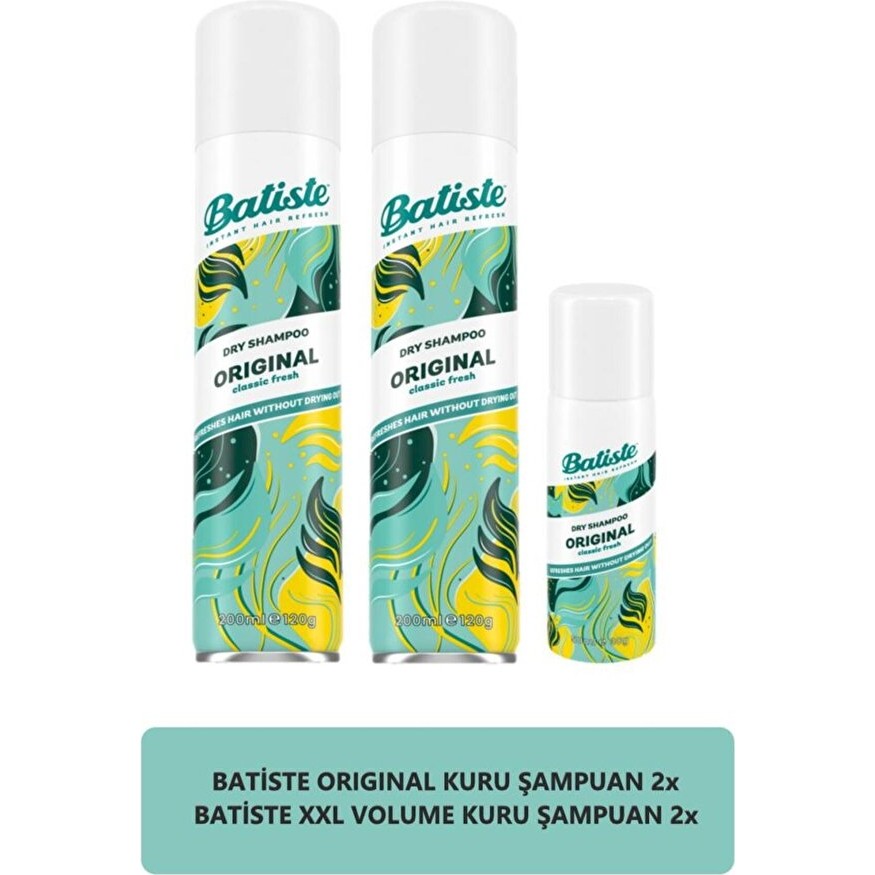 Batiste Orijinal Kuru Şampuan Avantaj Seti – 2 Adet 200 ml + Seyahat Boy Diğer Fiyatı