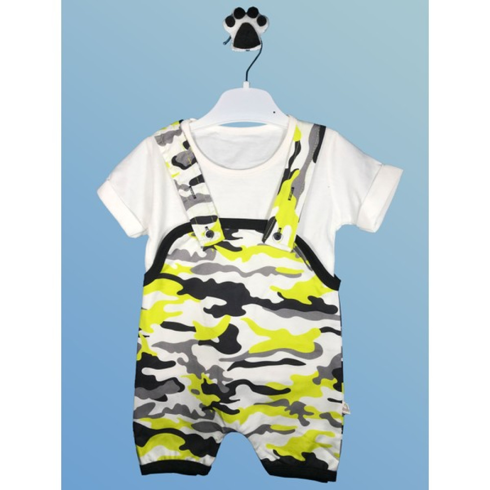 Batty Babby Erkek Bebek Kamuflaj Desenli Salopet Şort + T-Shirt Bebek Tulumu Fiyatı