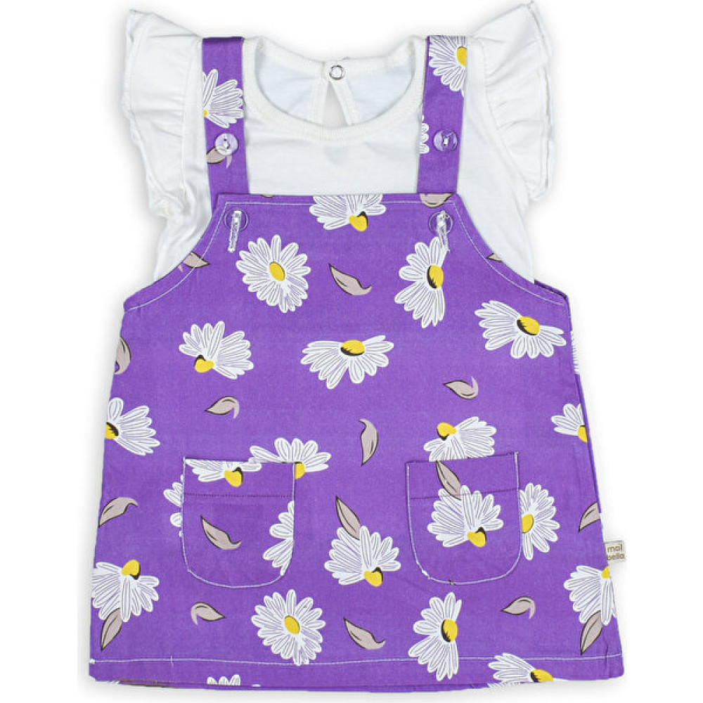 Batty Babby Kız Bebek Papatya Desenli Salopet Elbise + T-Shirt - Mor Beyaz Bebek Elbisesi Fiyatı