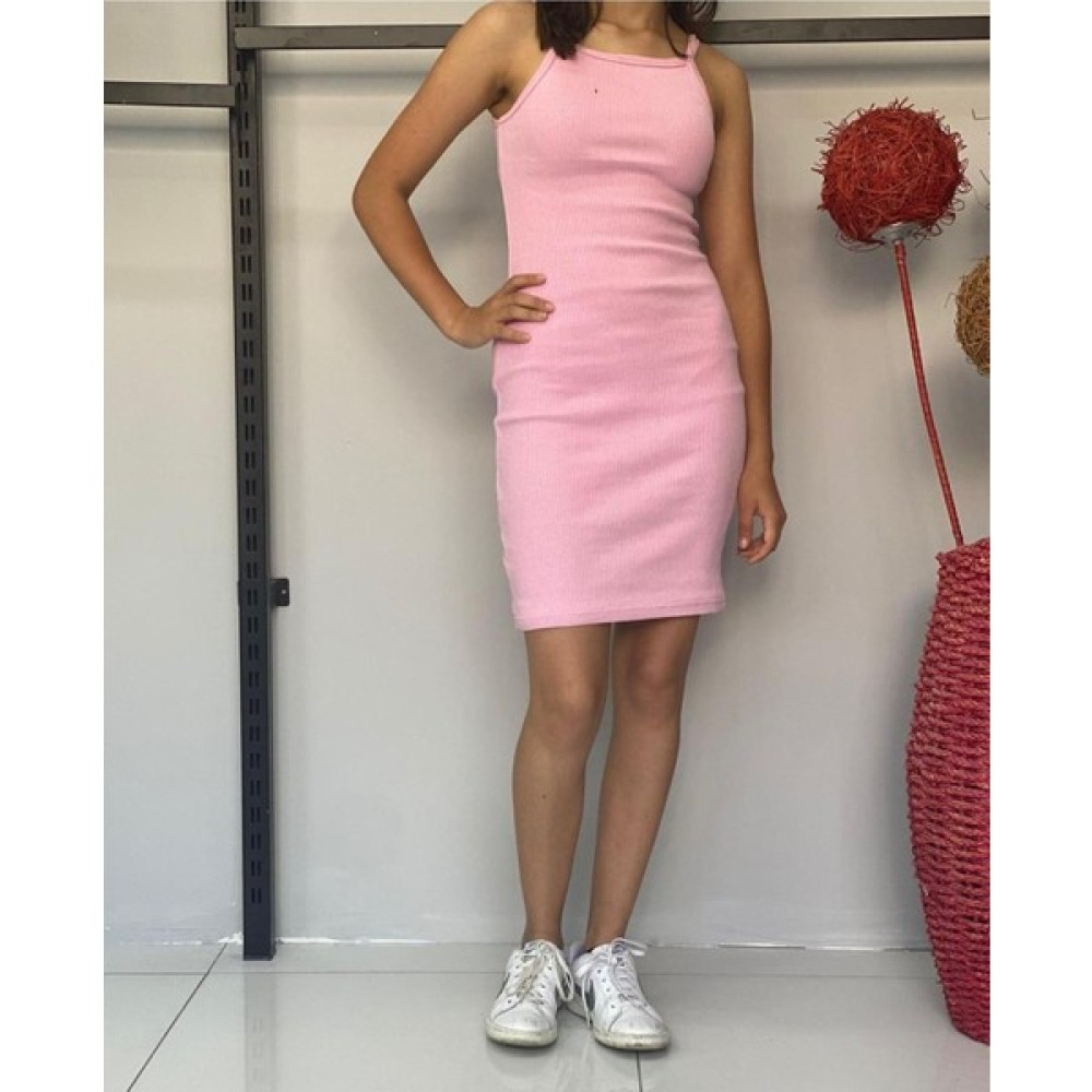 Bav Butik Ayvitrin Kadın Bisiklet Yaka Ip Askılı Elbise Yazlık Triko Elbise Fiyatı