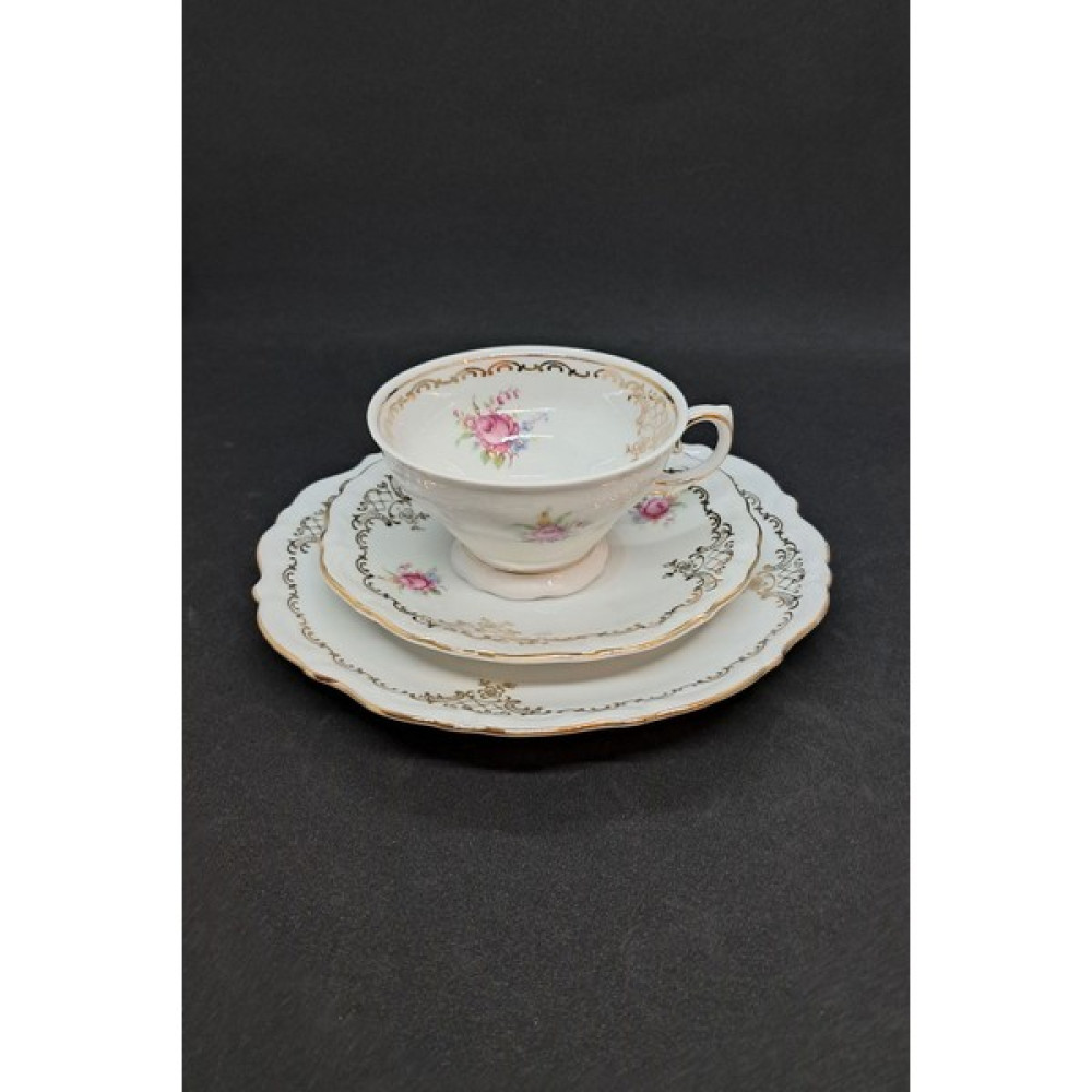 Bavaria Tomurcuk Çiçekli Vintage Çay Fincanı 3 Parça - Krem - 200 ml Fincan / Bardak / Kahve Takımı Fiyatı