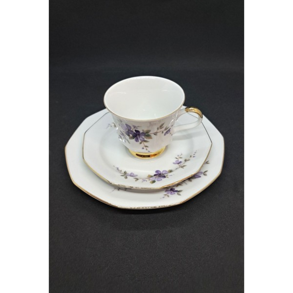Bavaria Winterling Marktleuthen Vintage Çay Fincanı 3 Parça - Mor - 200 ml Fincan / Bardak / Kahve Takımı Fiyatı