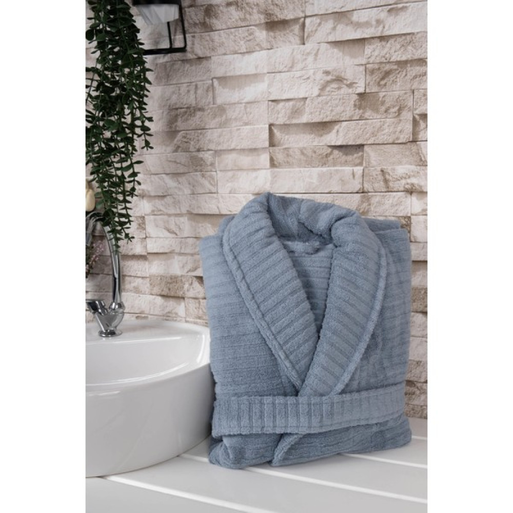 Baveno Home %100 Pamuk Şalyaka Cepli Yetişkin Kadın/erkek Bornoz Hürsan - XL - Mavi Bornoz Fiyatı
